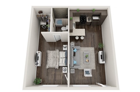 a1 floor plan  studio with bedroom and living room